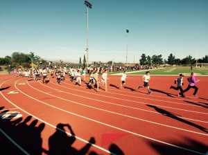 The start of the pre-race kids' 2k race